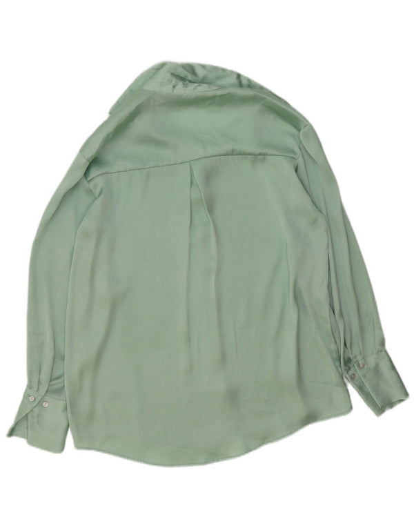 Zara Womens Oversized Shirt Blouse UK 6 XS Green Polyester