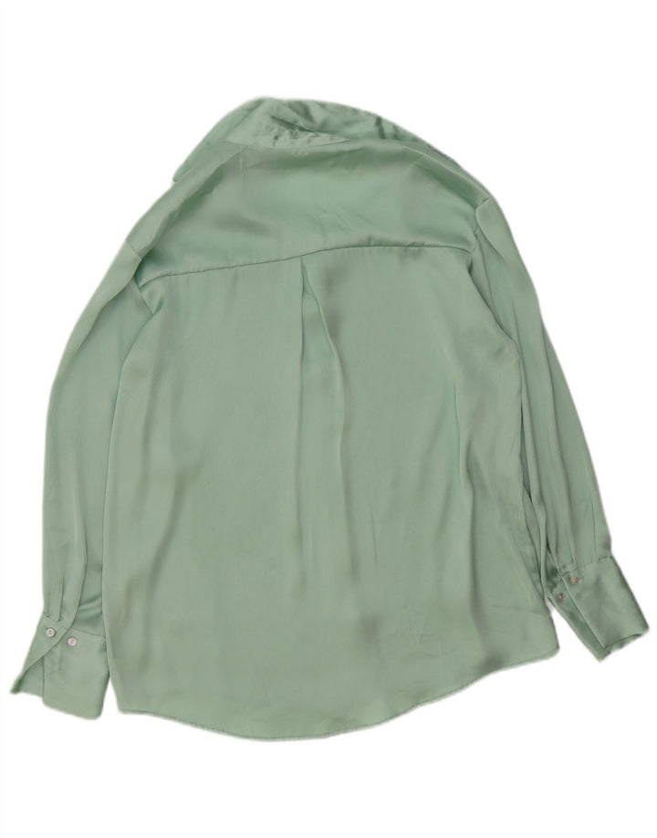 Zara Oversized skjortebluse til kvinder UK 6 XS Grøn polyester