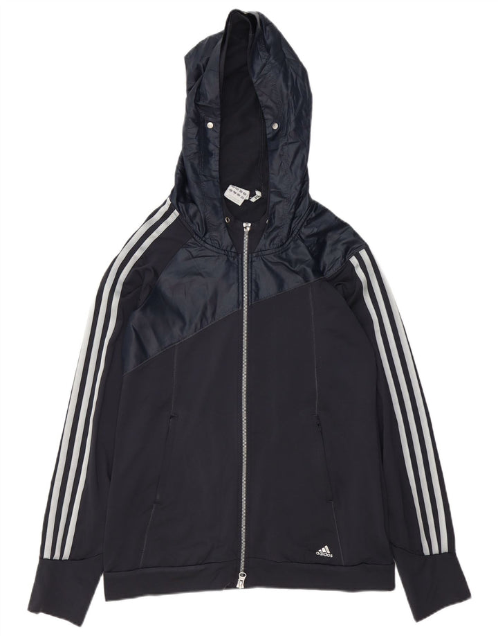 Adidas Dame Climalite Træningsdragt med hætte Topjakke UK 12 Medium Navy Blue