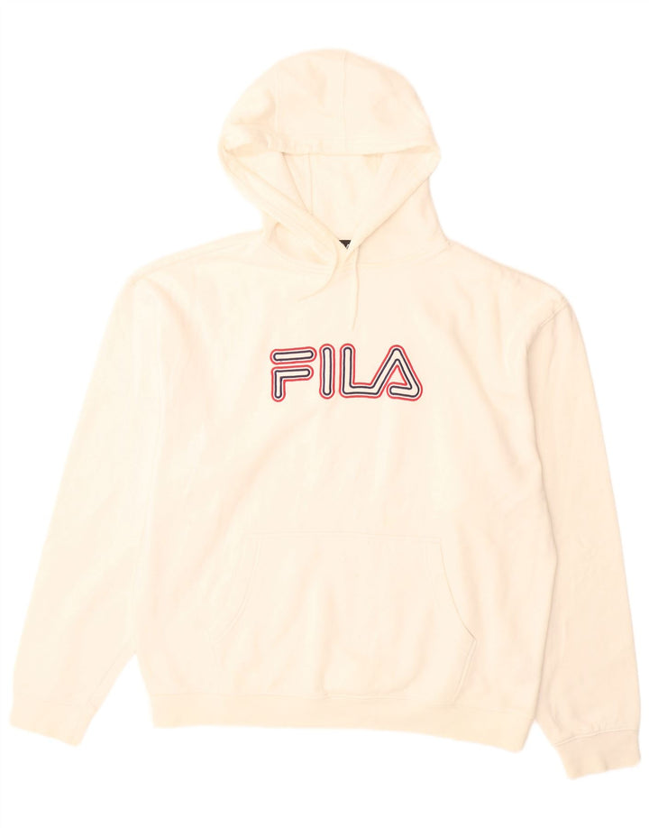 FILA Grafisk hættetrøje til mænd Large Off White Bomuld