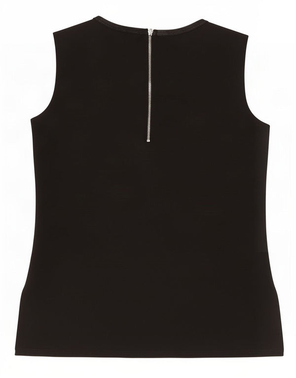 Zara Dame grafisk ærmeløs bluse Top UK 10 Lille sort polyester