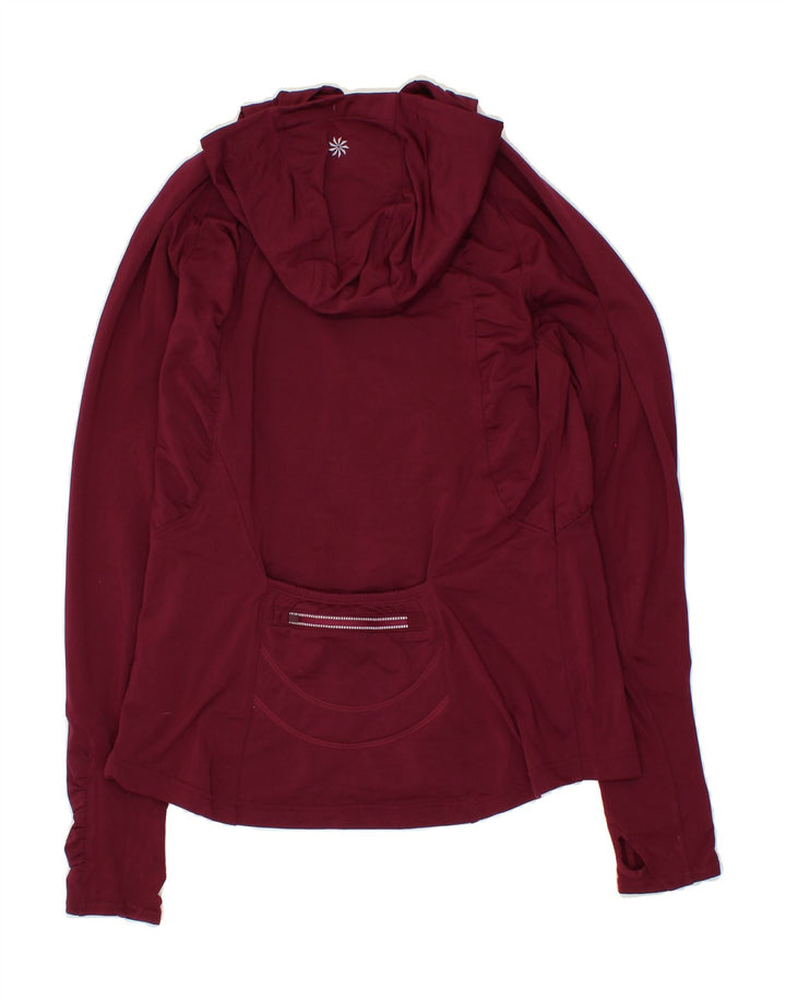 ATHLETA Womens Zip Hoodie Sweater UK 12 Medium Maroon Polyester Vintage Athleta and Second-Hand Athleta from Messina Hembry 