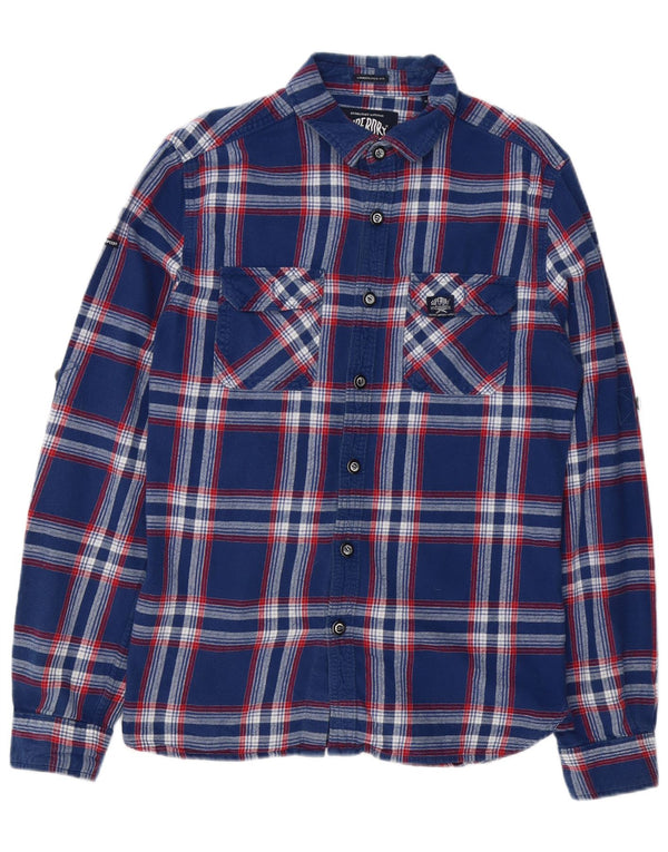 Superdry Flanelskjorte til mænd Stor marineblå ternet bomuld