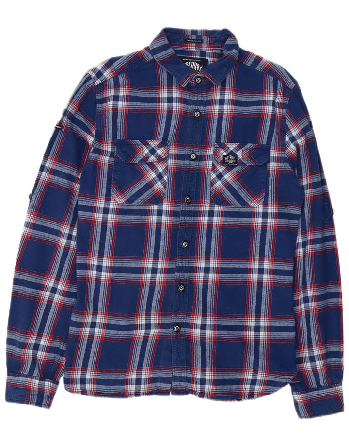 Superdry Flanelskjorte til mænd Stor marineblå ternet bomuld