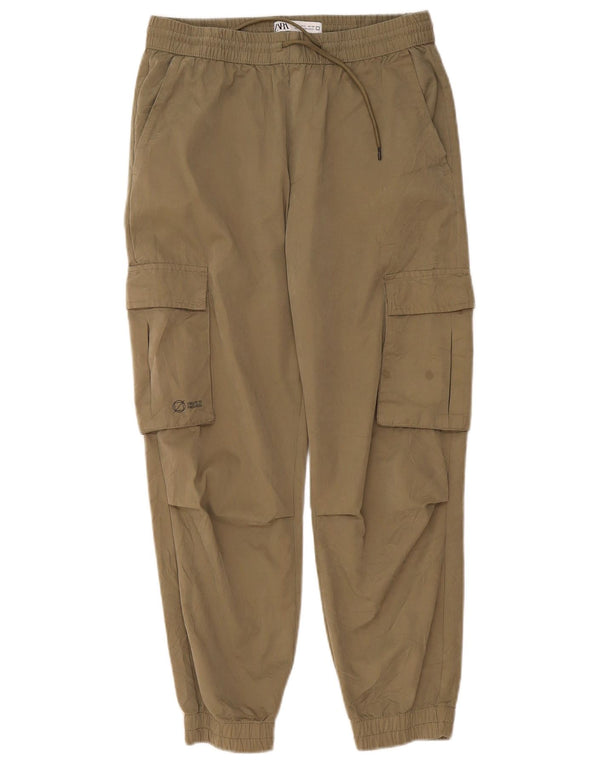 Zara Dame Joggers Cargo Bukser Small W30 L25 Khaki