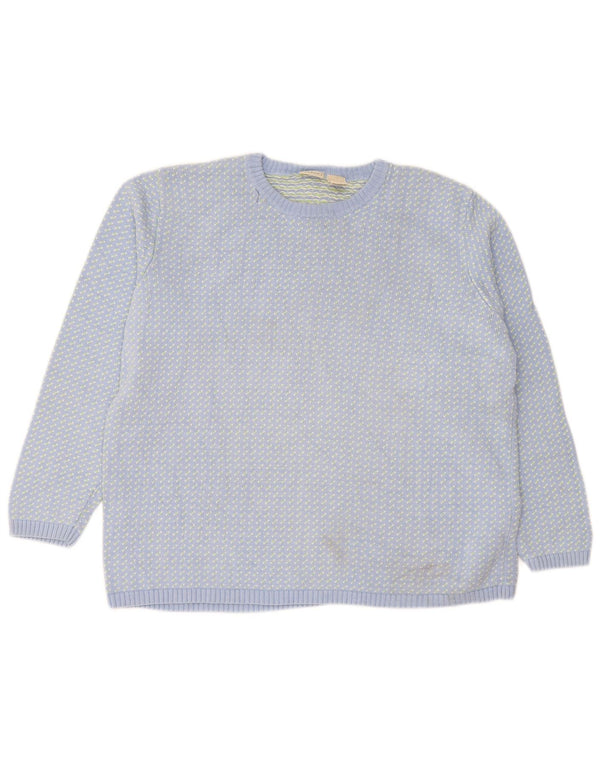 L.L.Bean Dame Boat Neck Jumper Sweater UK 18 XL Blå Flecked Bomuld