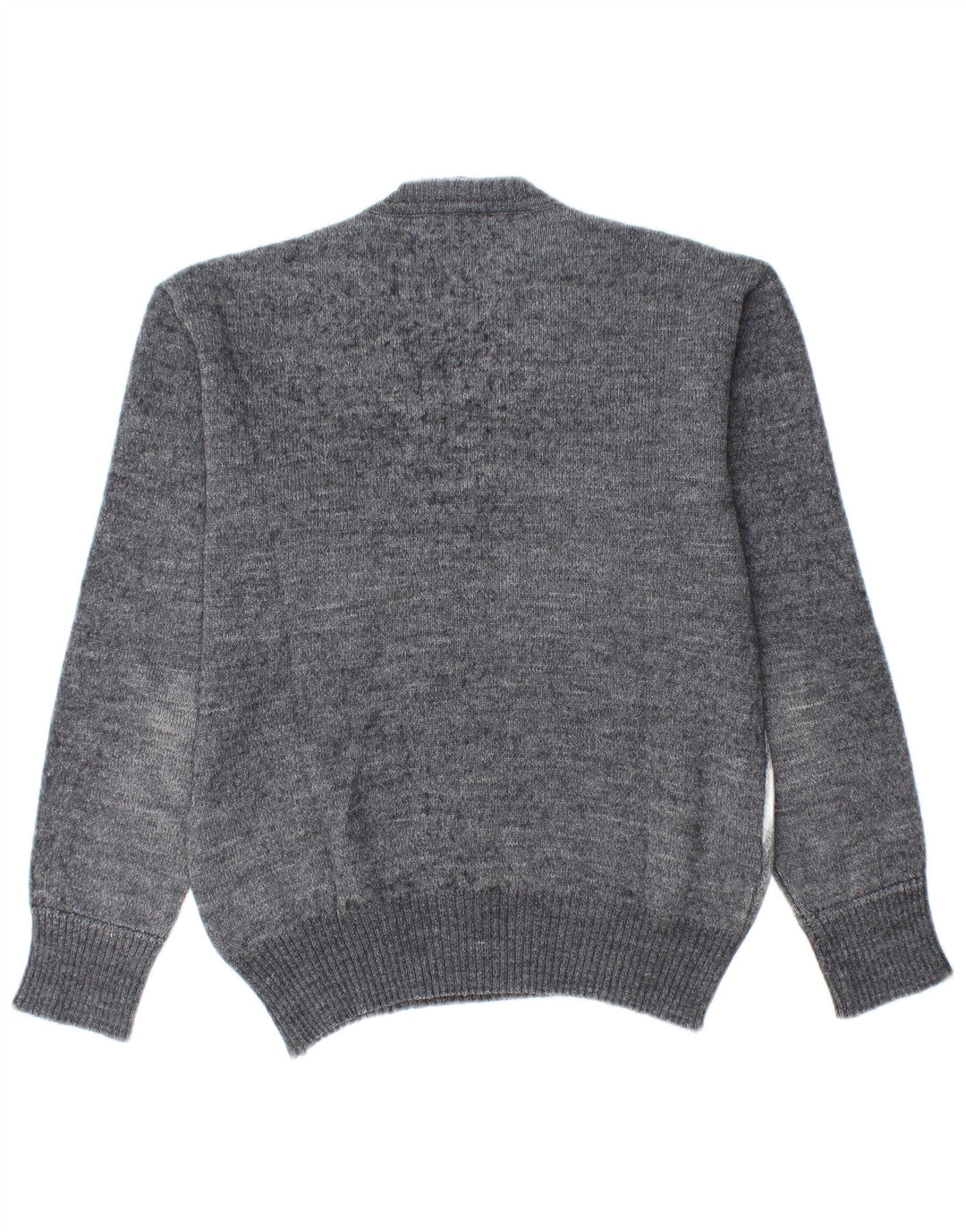 Vintage Herre V-hals sweater IT 48 Medium Grey Argyle/Diamond Wool