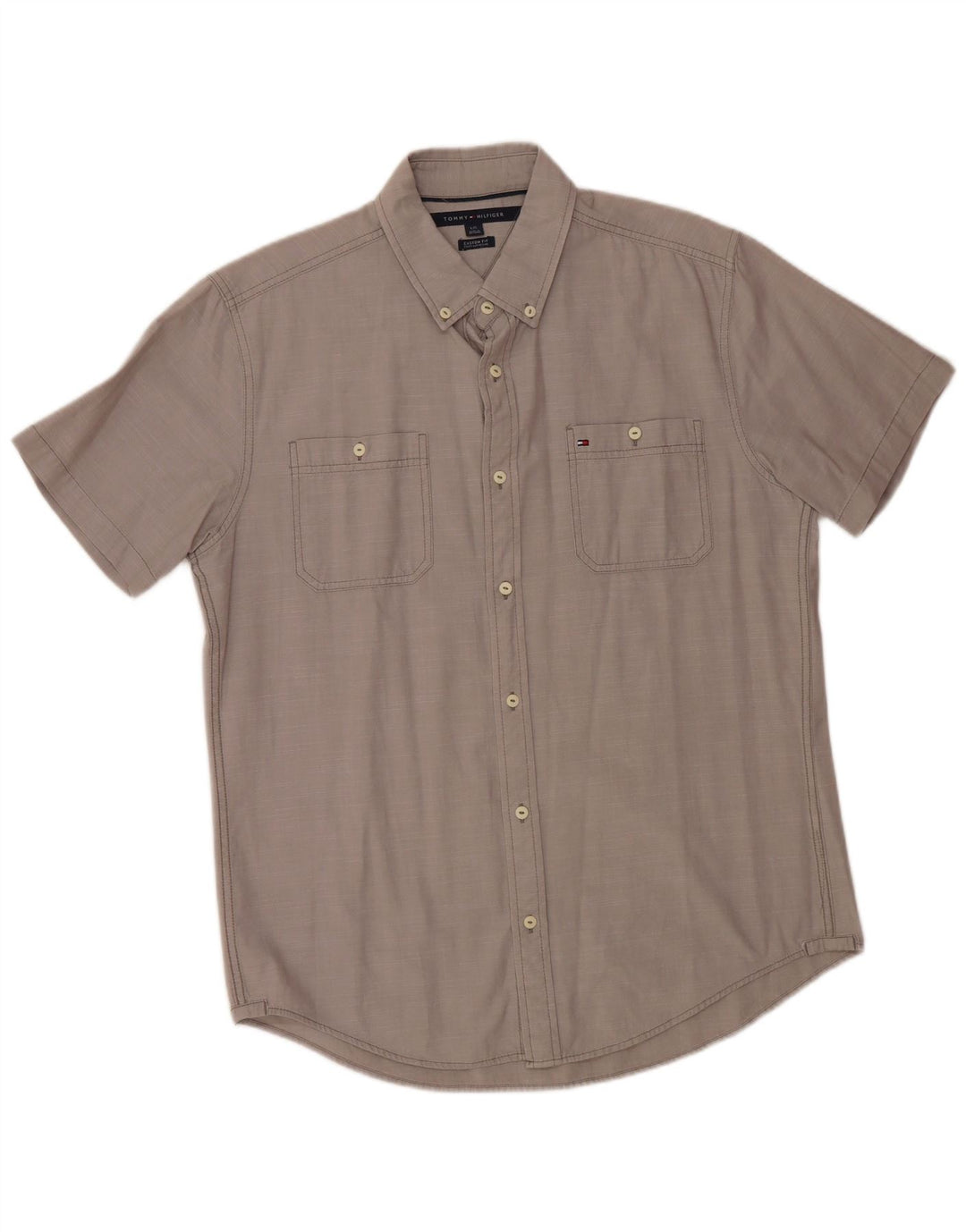 TOMMY HILFIGER Herre Custom Fit kortærmet skjorte, stor grå