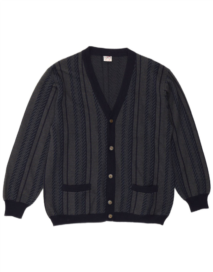 Bernardini Herre Cardigan Sweater Lille Marineblå Geometrisk