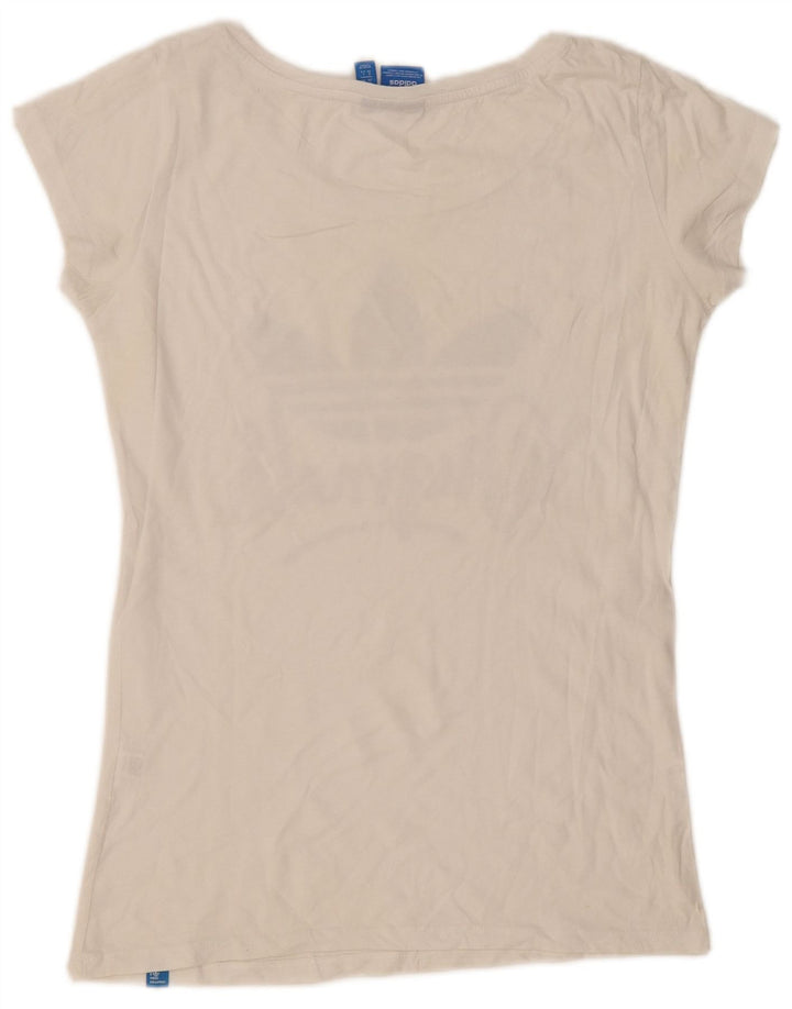 Adidas Dame Grafisk T-Shirt Top UK 12 Medium White