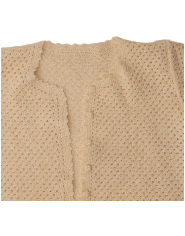 VINTAGE Womens Crop Kortærmet Cardigan Sweater UK 14 Medium Off White