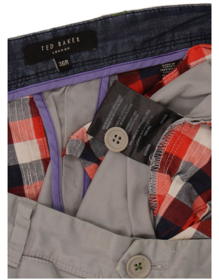 Ted Baker Straight Chino-bukser til mænd W36 L31 Grå bomuld