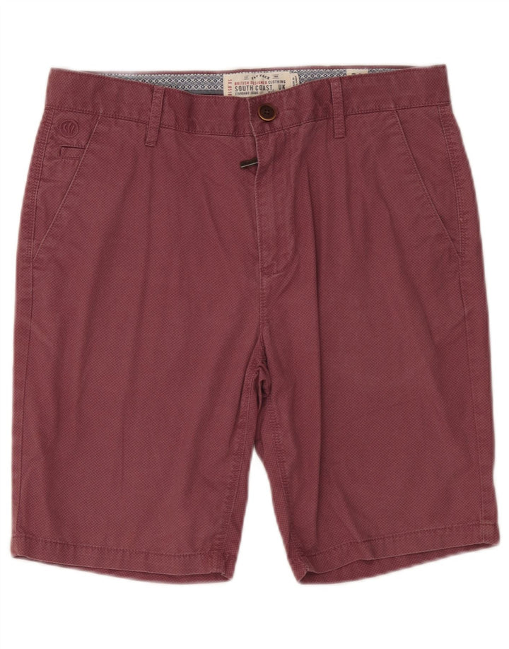 Fat Face Herre Abstrakt Mønster Chino Shorts W32 Medium Bourgogne Bomuld