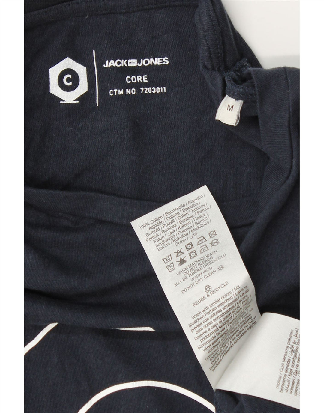JACK & JONES Herre grafisk T-shirt top mellem marineblå bomuld