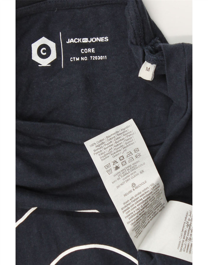 JACK & JONES Herre grafisk T-shirt top mellem marineblå bomuld