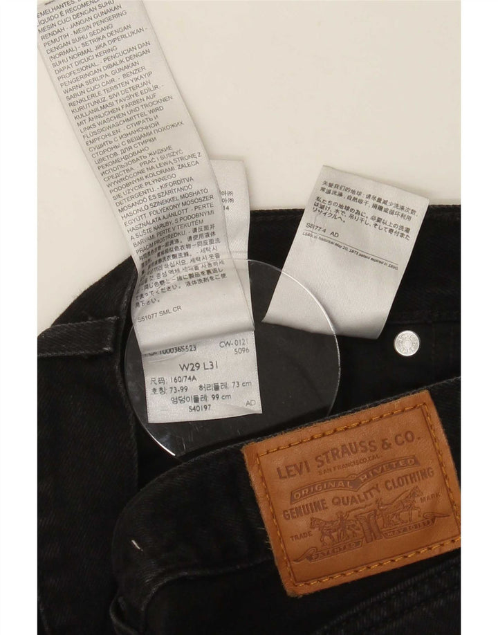 Levi's Dame Højtaljede Straight Jeans W29 L31 Sort Bomuld