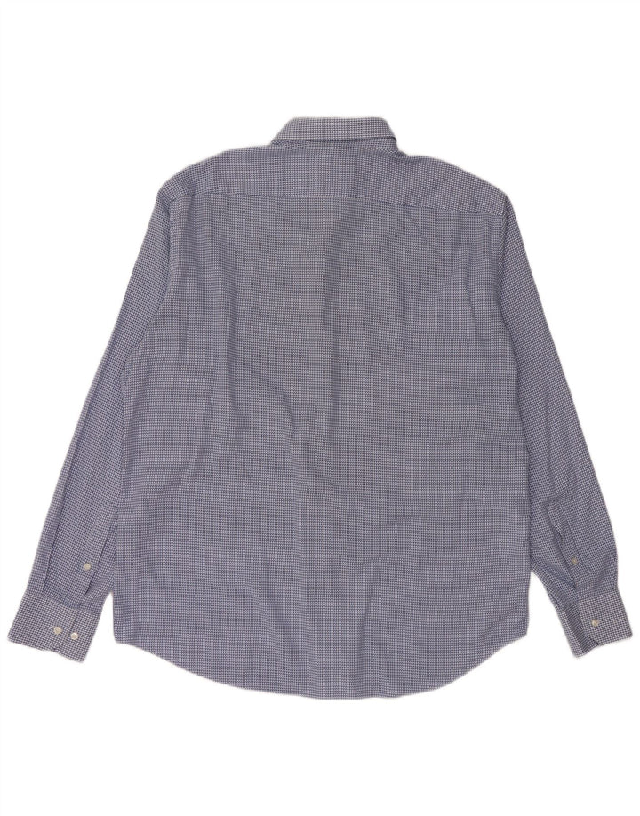 HUGO BOSS Herre Regular Fit Skjorte Størrelse 44 17 1/2 XL Blå Houndstooth Bomuld