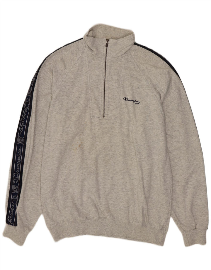 CHAMPION Herre grafisk lynlås sweatshirt XL Grå Colourblock