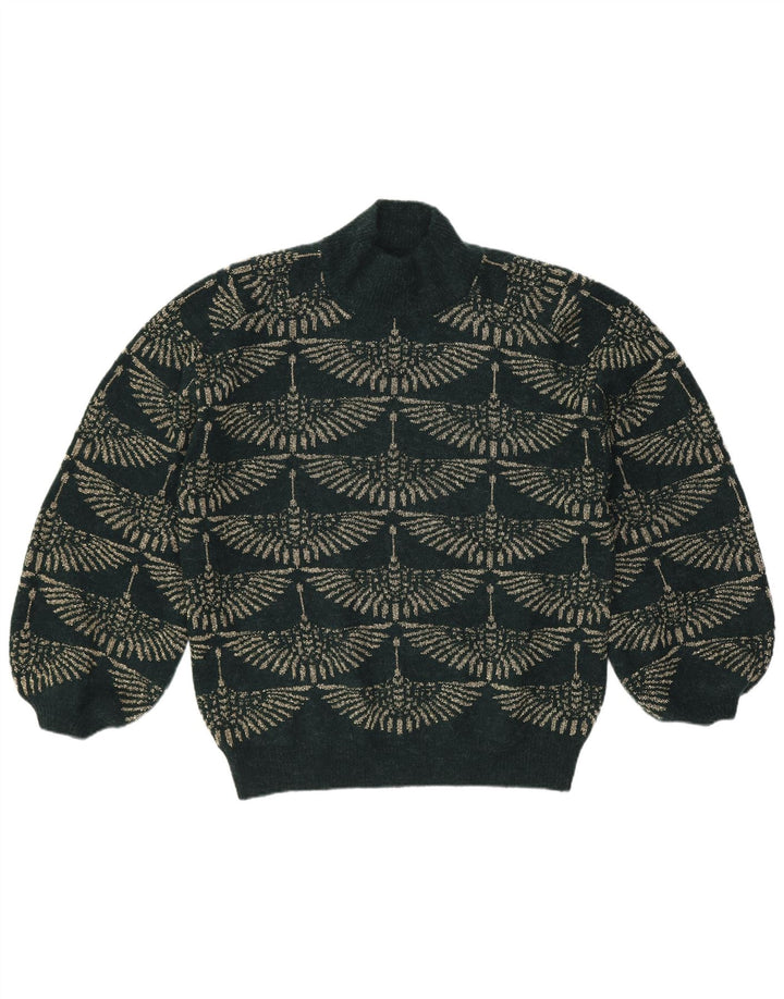 Vintage Dame Turtle Neck Jumper Sweater UK 14 Medium Green