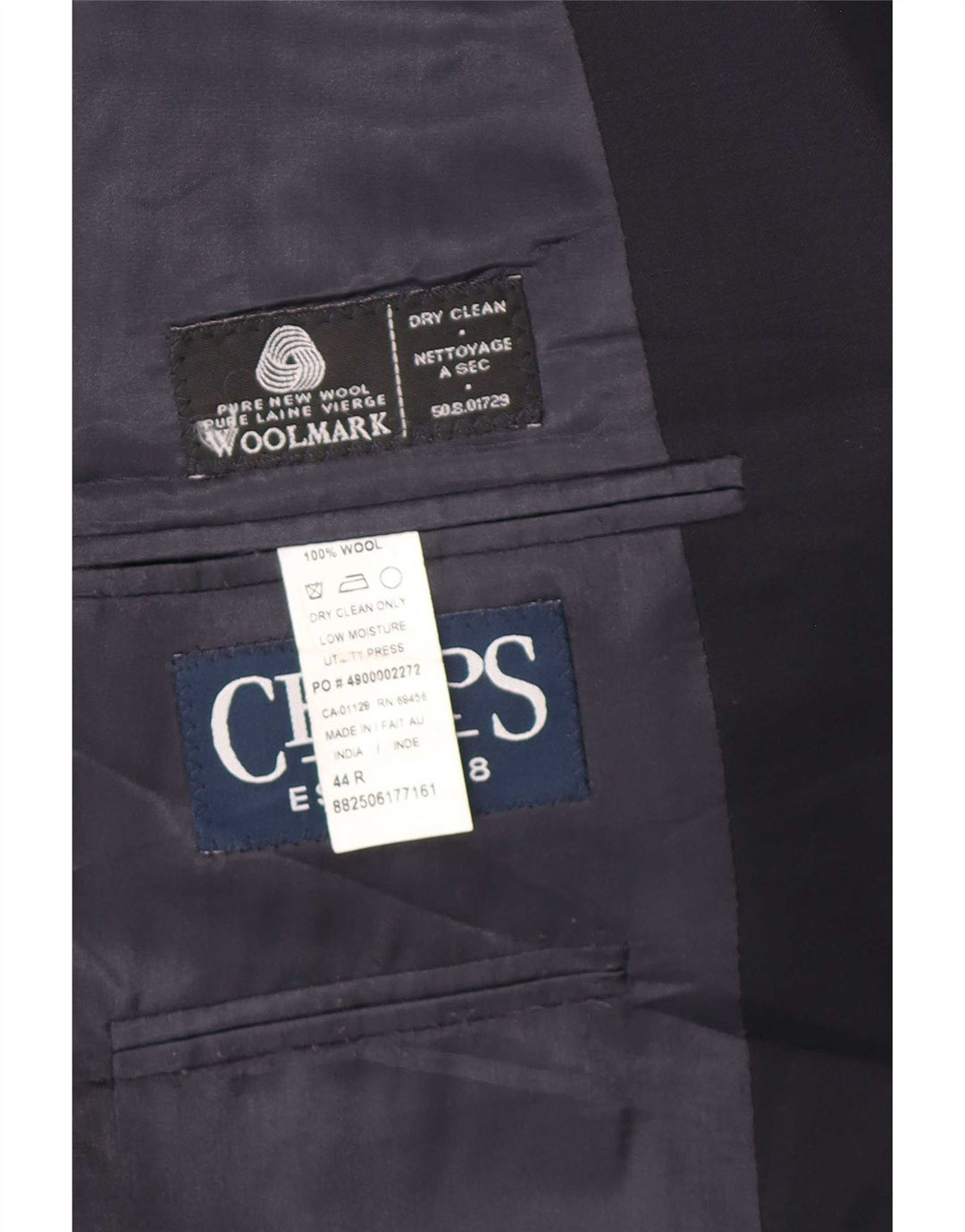 Chaps Herre Regular Fit 1-knaps blazerjakke UK 44 2XL Marineblå New Wool