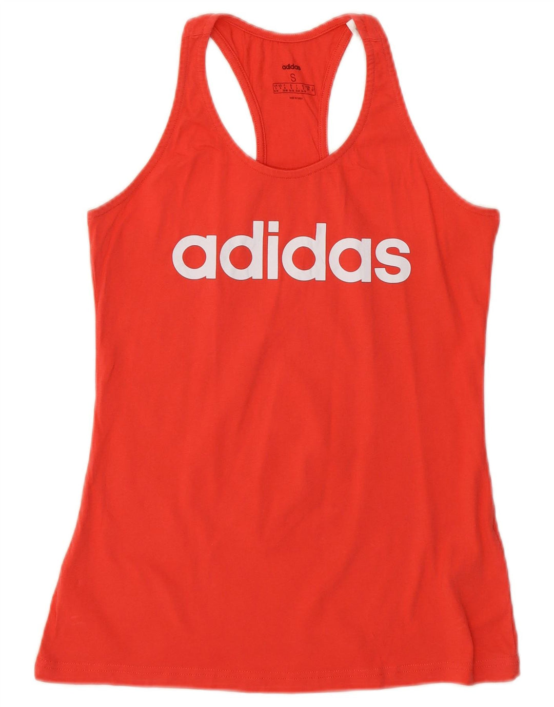 Adidas Dame Grafisk Vest Top UK 8/10 Lille Rød Bomuld