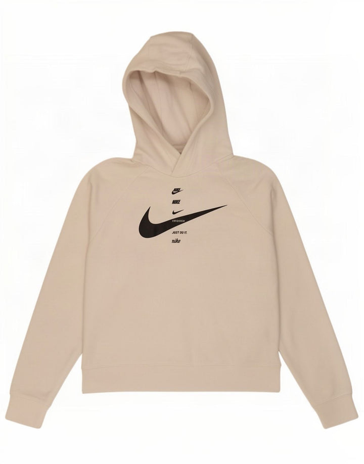 Nike Dame Grafisk Oversized Hoodie Jumper UK 10 Small White Polyester
