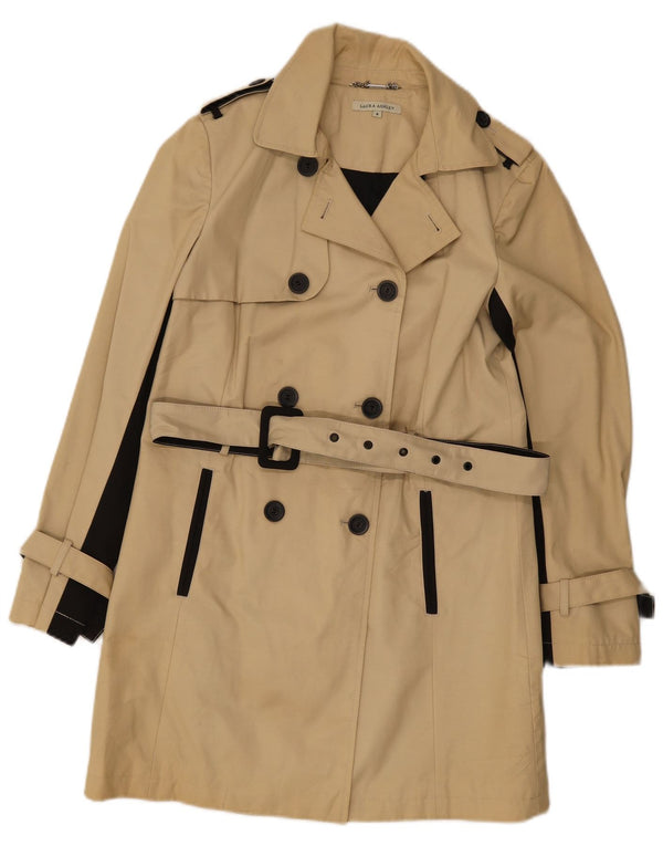 Laura Ashley Dame Trench Coat UK 8 Small Beige Colourblock Bomuld
