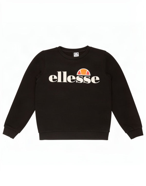 Ellesse Girls Graphic Sweatshirt Jumper 12-13 År Sort Bomuld