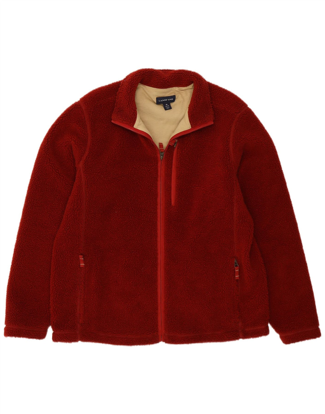 Lands End Herre Fleecejakke UK 38/40 Medium Rød Polyester