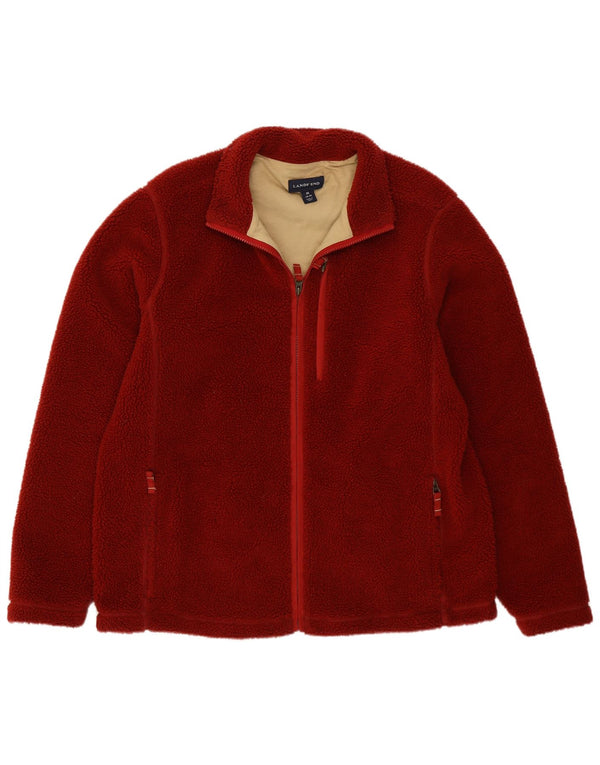 Lands End Herre Fleecejakke UK 38/40 Medium Rød Polyester