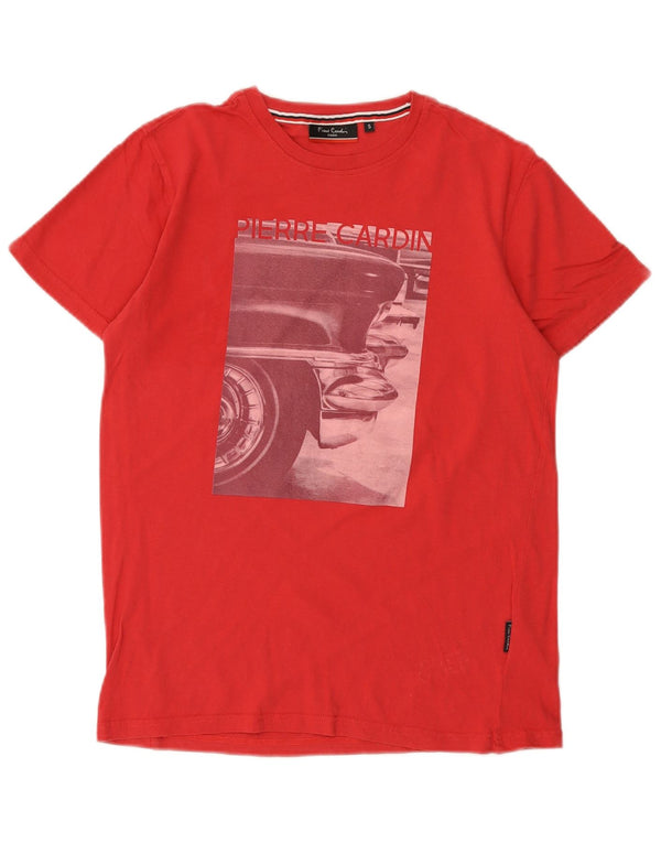 Pierre Cardin Herre grafisk T-shirt Top Lille rød bomuld