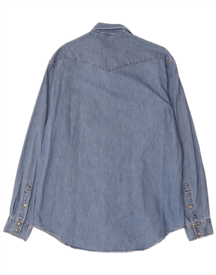 SISLEY Herre Denim Shirt 2XL Blå Bomuld