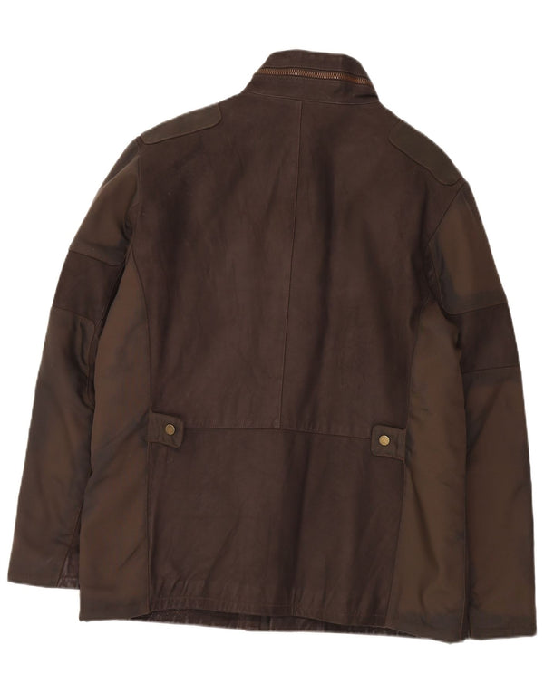 Vintage læderjakke med hætte til mænd IT 52 Large Brown