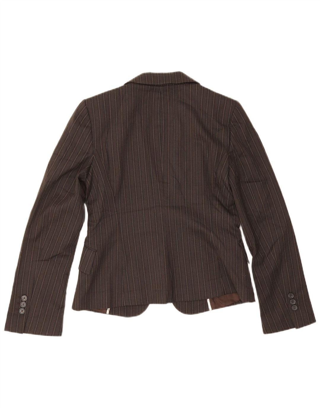Zara Dame 1-knaps blazerjakke EU 38 Lille brun nålestribet polyester