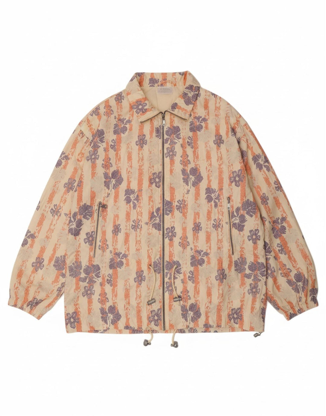 KILLTEC Womens Oversized Bomber Jacket EU 42 Large Beige Floral Polyester