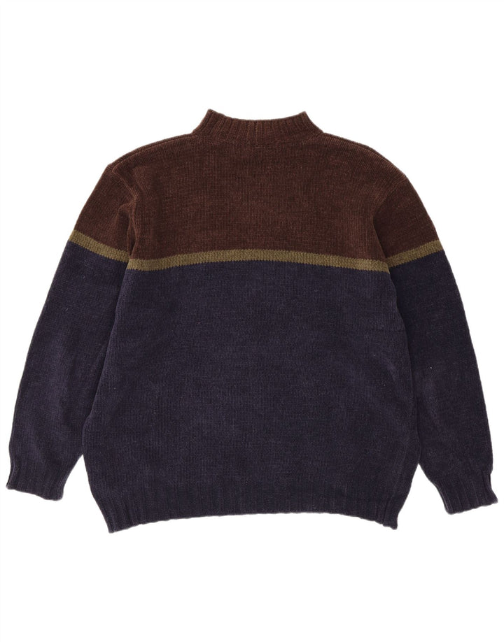 Marks & Spencer Herre Turtle Neck Jumper Sweater XL Navy Blue Colourblock