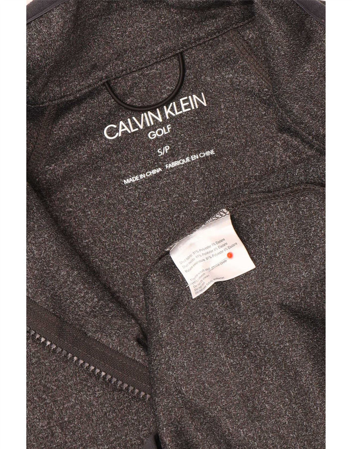 Calvin Klein Herre Golf Zip Neck Pullover Træningsdragt Top Lille Grå Flecked