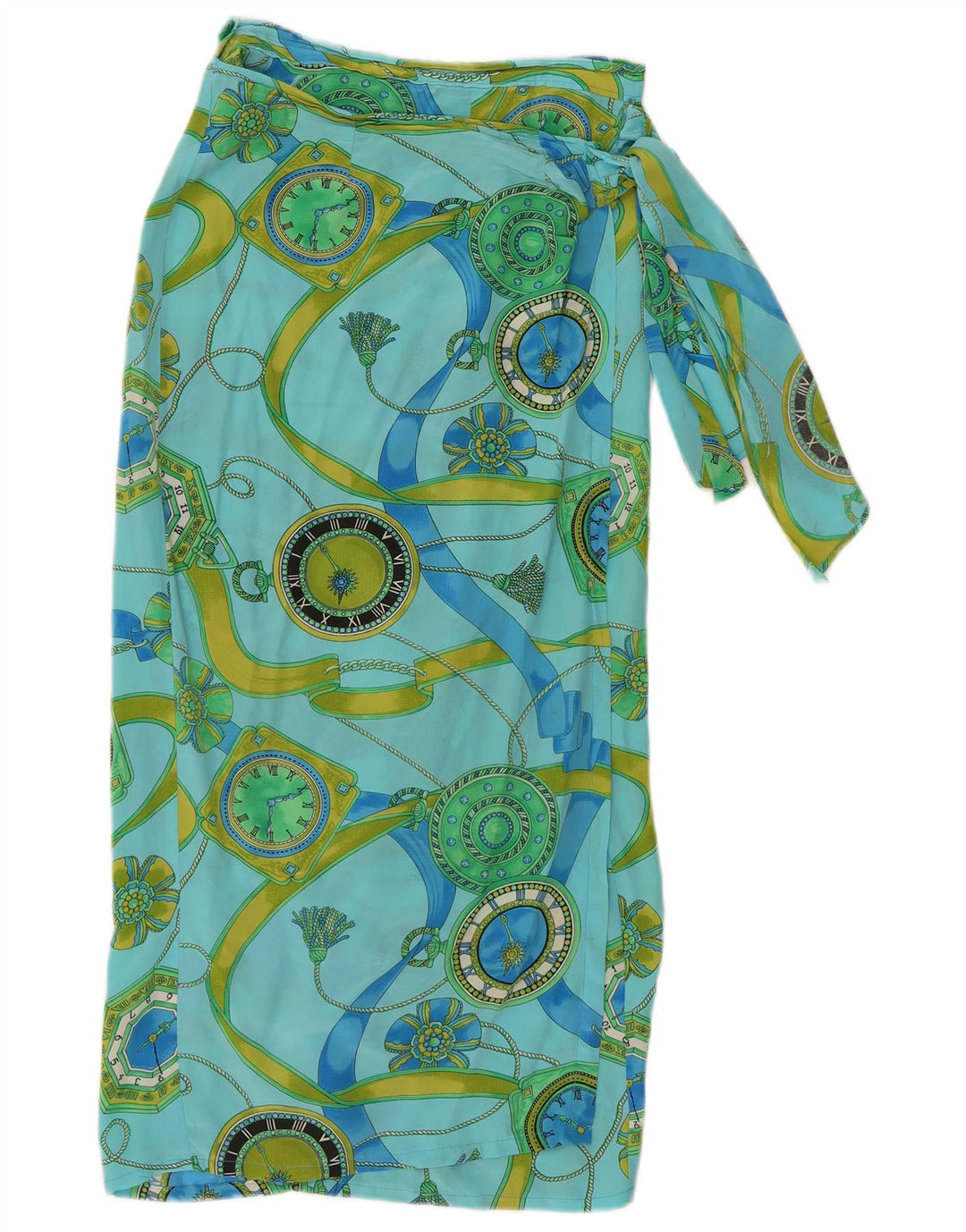 Vintage kvinders abstrakt mønster wrap nederdel W32 Large Blue