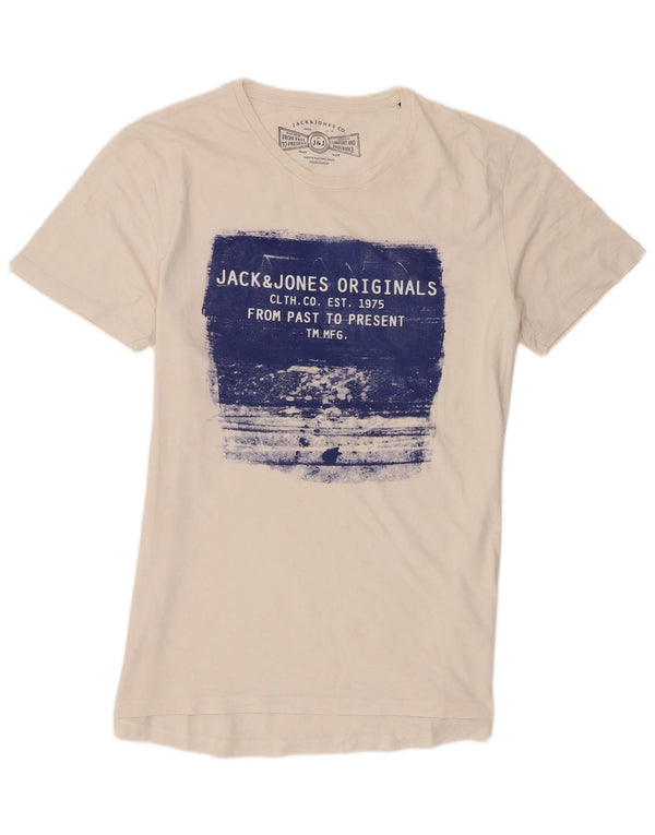 Jack & Jones Herre grafisk T-shirt Top XL Hvid Bomuld