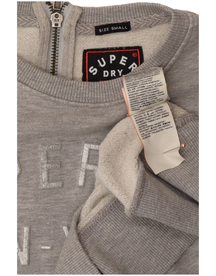 SUPERDRY Dame Oversized Grafisk Sweatshirt Jumper Dress UK 10 Small Grå