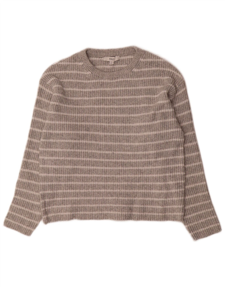 Marks & Spencer Dame sweater med rund hals DK 14 Mellem grå stribet