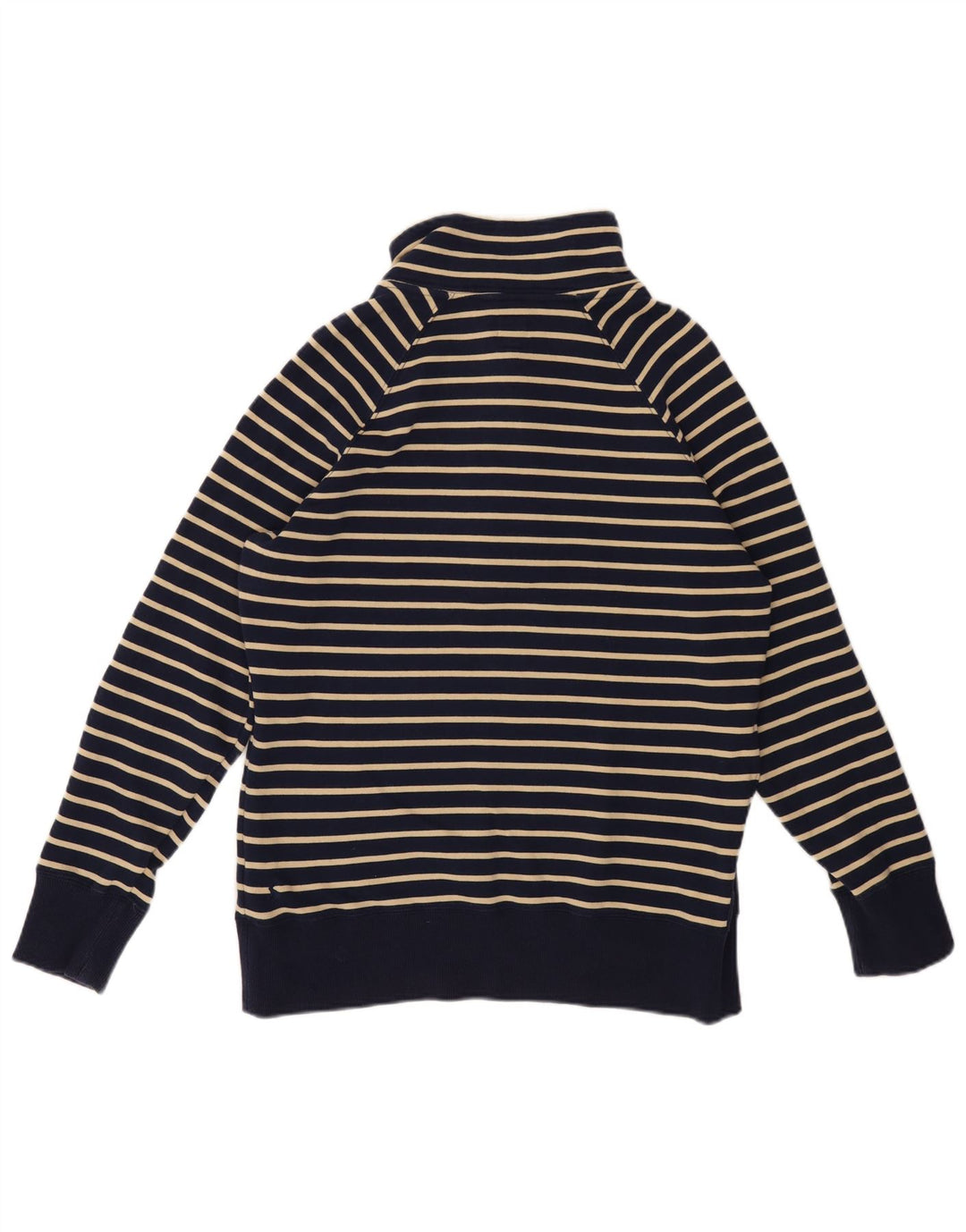 JOULES Dame Button Neck Sweatshirt Jumper UK 14 Large Navy Blue Striped