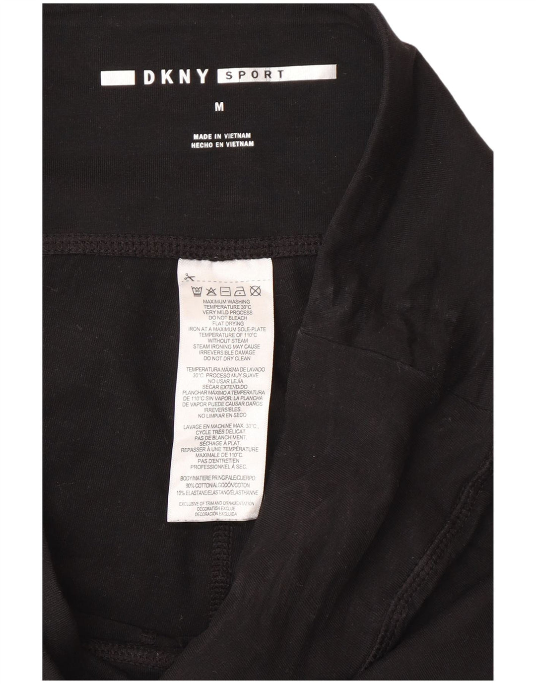 Dkny Dame Grafiske Leggings UK 12 Medium Sort Bomuld