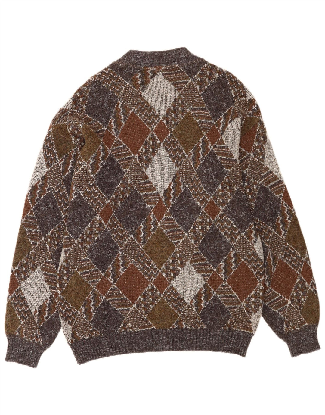 Vintage herre cardigan sweater med fuld lynlås Medium flerfarvet Argyle/Diamond