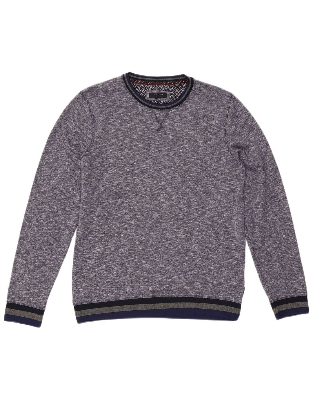 Ted Baker Herre Crew Neck Jumper Sweater Størrelse 3 Medium Blue Flecked