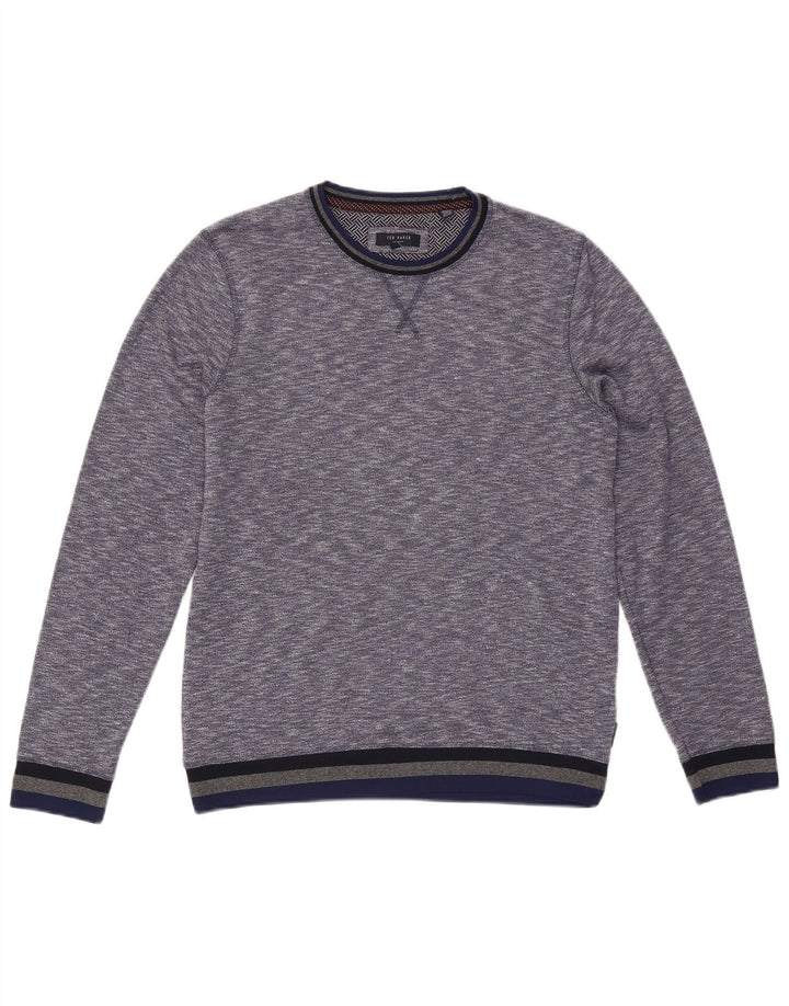 Ted Baker Herre Crew Neck Jumper Sweater Størrelse 3 Medium Blue Flecked