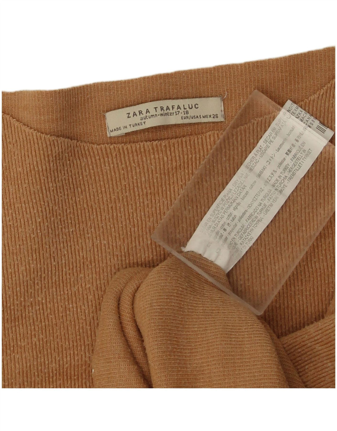 Zara Dame Trafaluc Oversized Crop Bluse Top UK 10 Small Beige Spotted