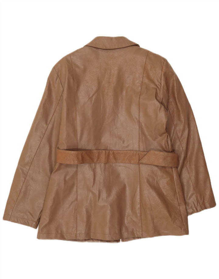 Vintage dame imiteret læderjakke UK 14 medium brun polyethylen