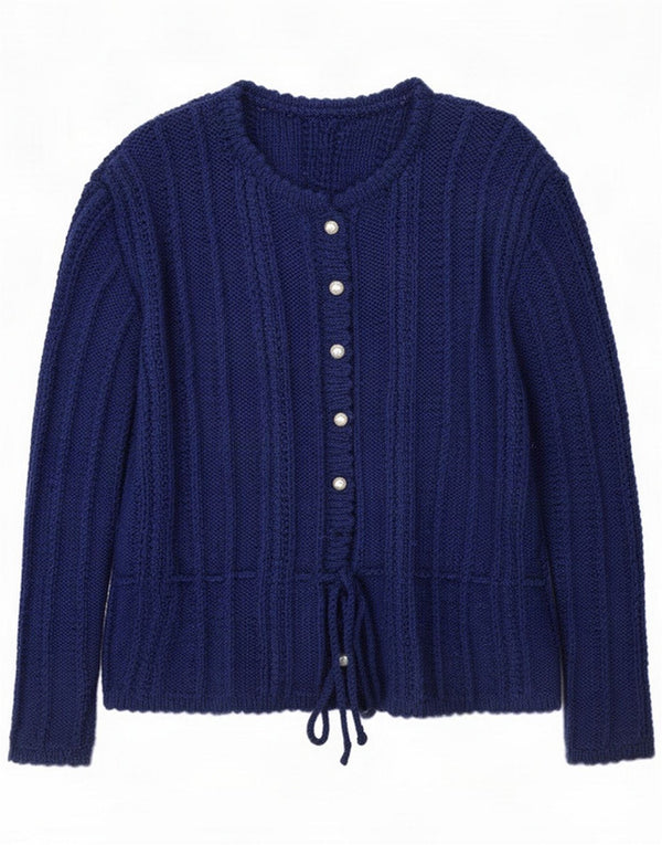 Vintage Womens Cardigan Sweater UK 12 Medium Navy Blue