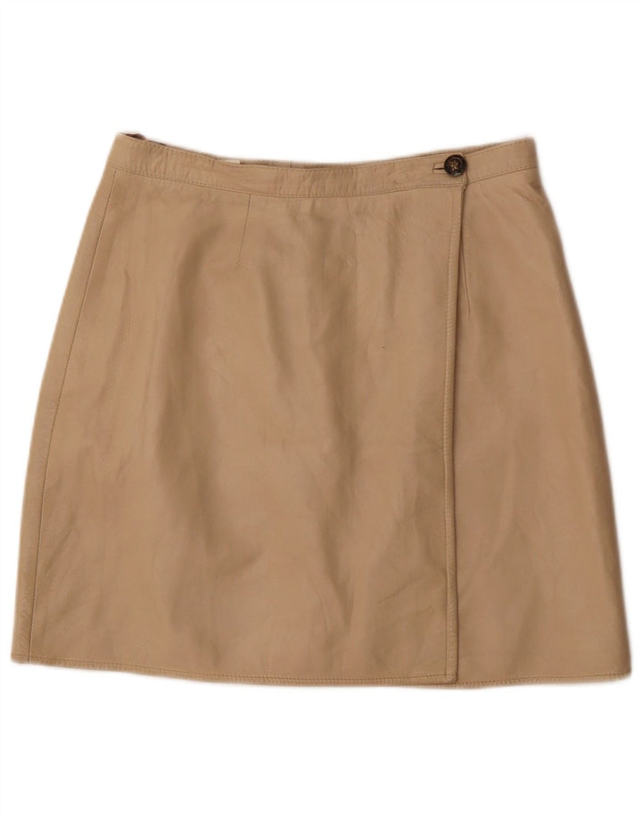 Vintage læderomslagsnederdel til kvinder W30 Medium Beige